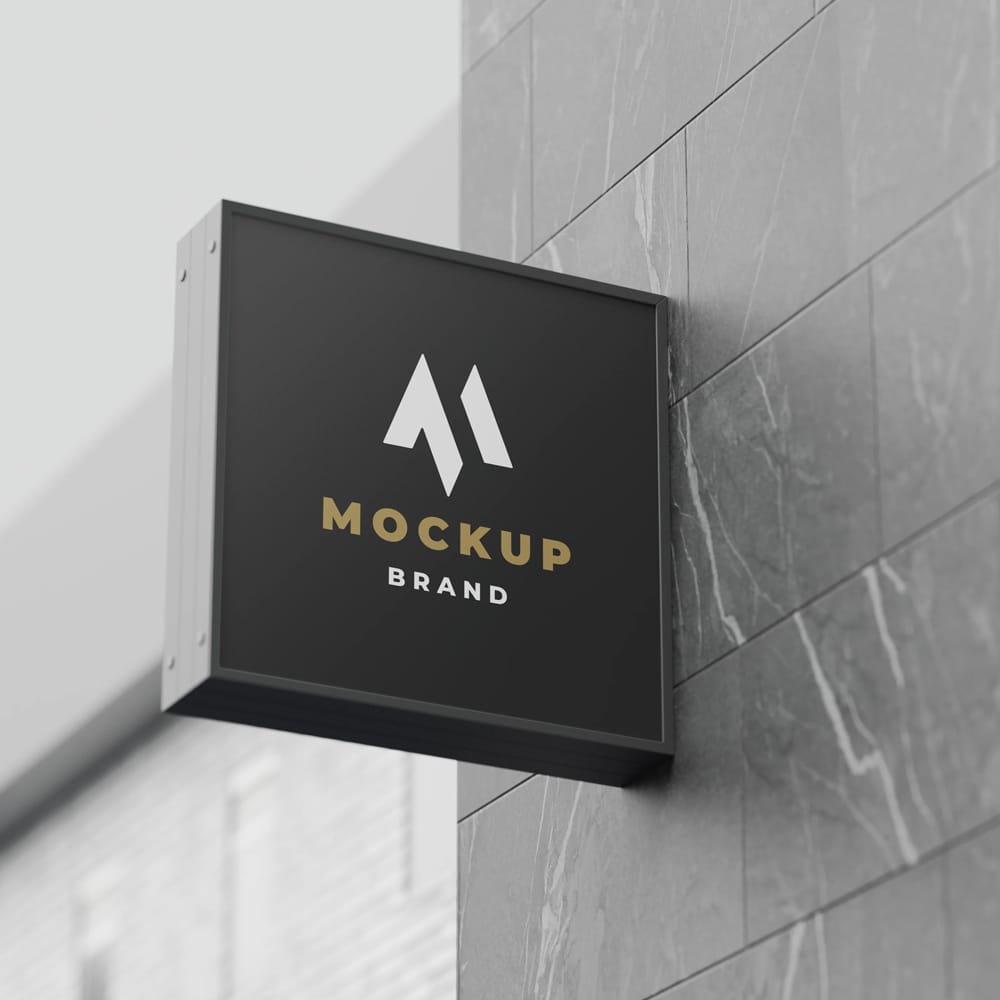 Free Outdoor Square Sign Mockup PSD