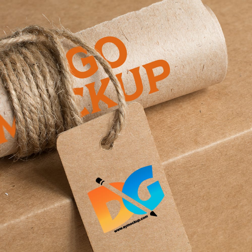 Free Paper Wrap Tag Logo Mockup PSD