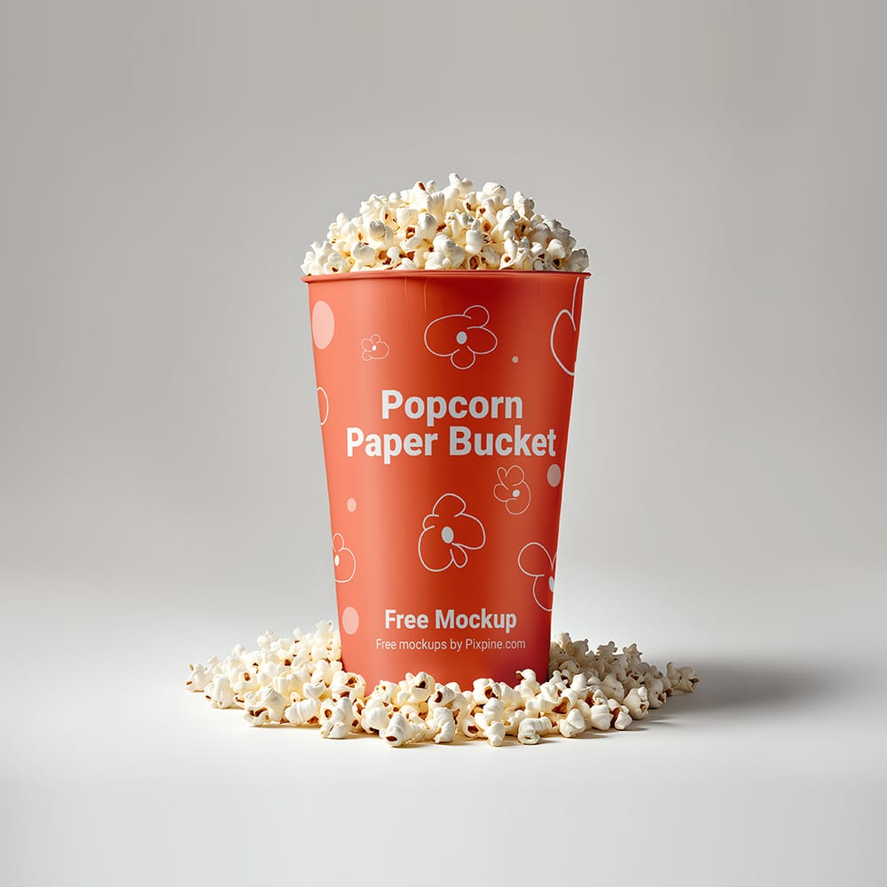 Free Popcorn Paper Bucket Mockup PSD