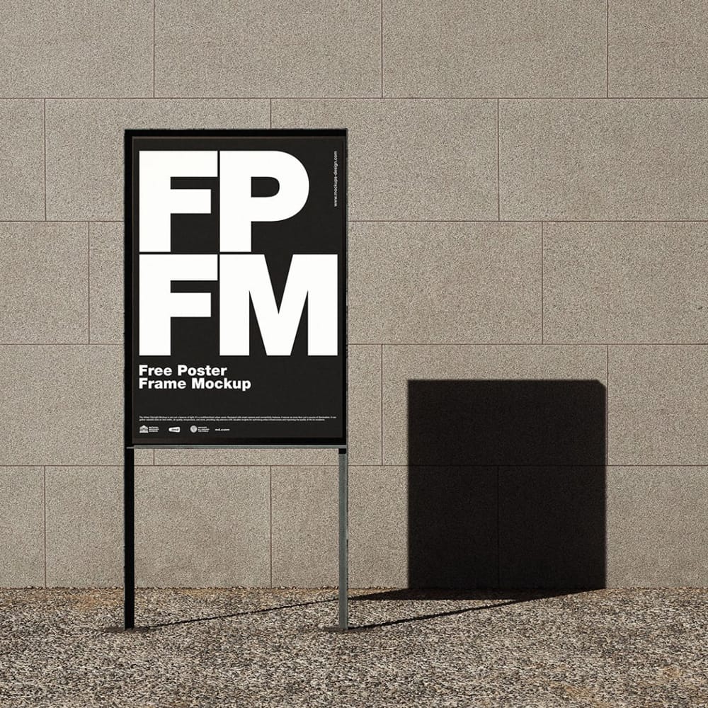 Free Poster Frames against the Wall Mockup PSD