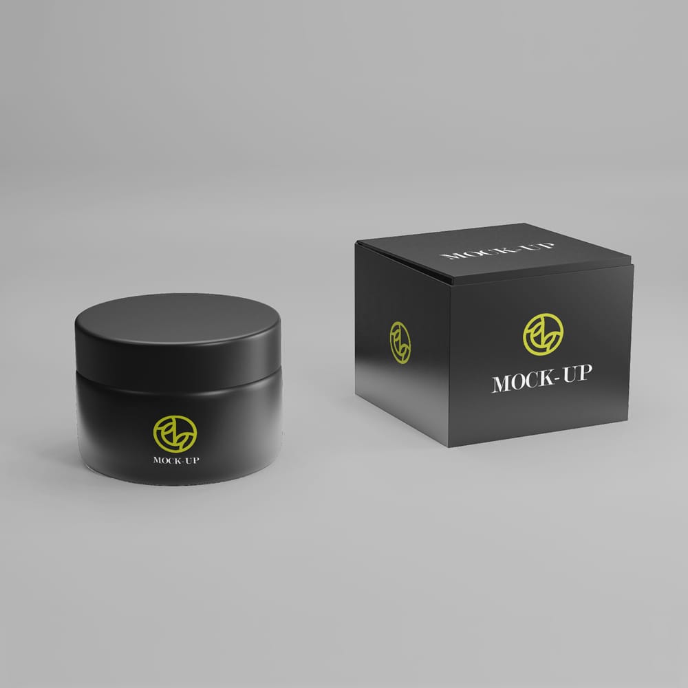 Free Realistic Cosmetic Jar Mockup Template PSD