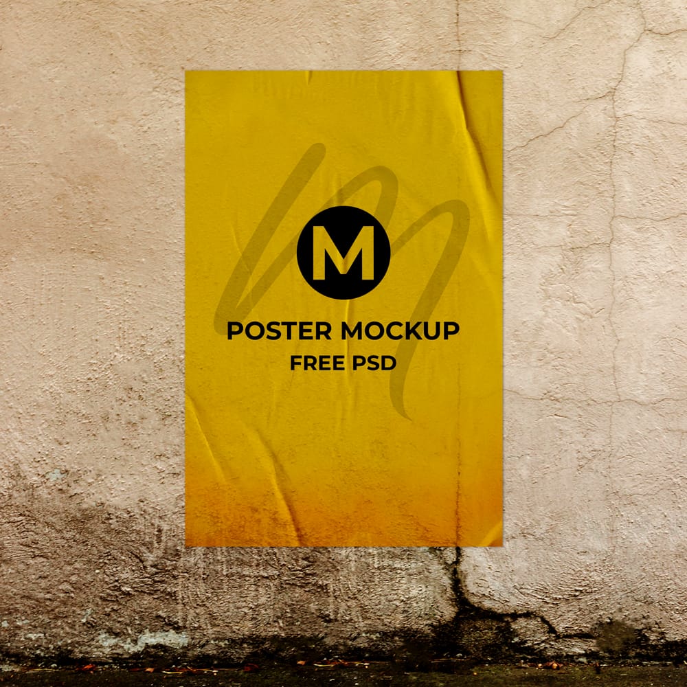 Free Realistic Wall Poster Mockup PSD