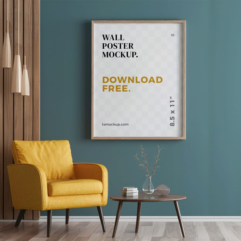 Free Realistic Wall Poster Mockup Template PSD