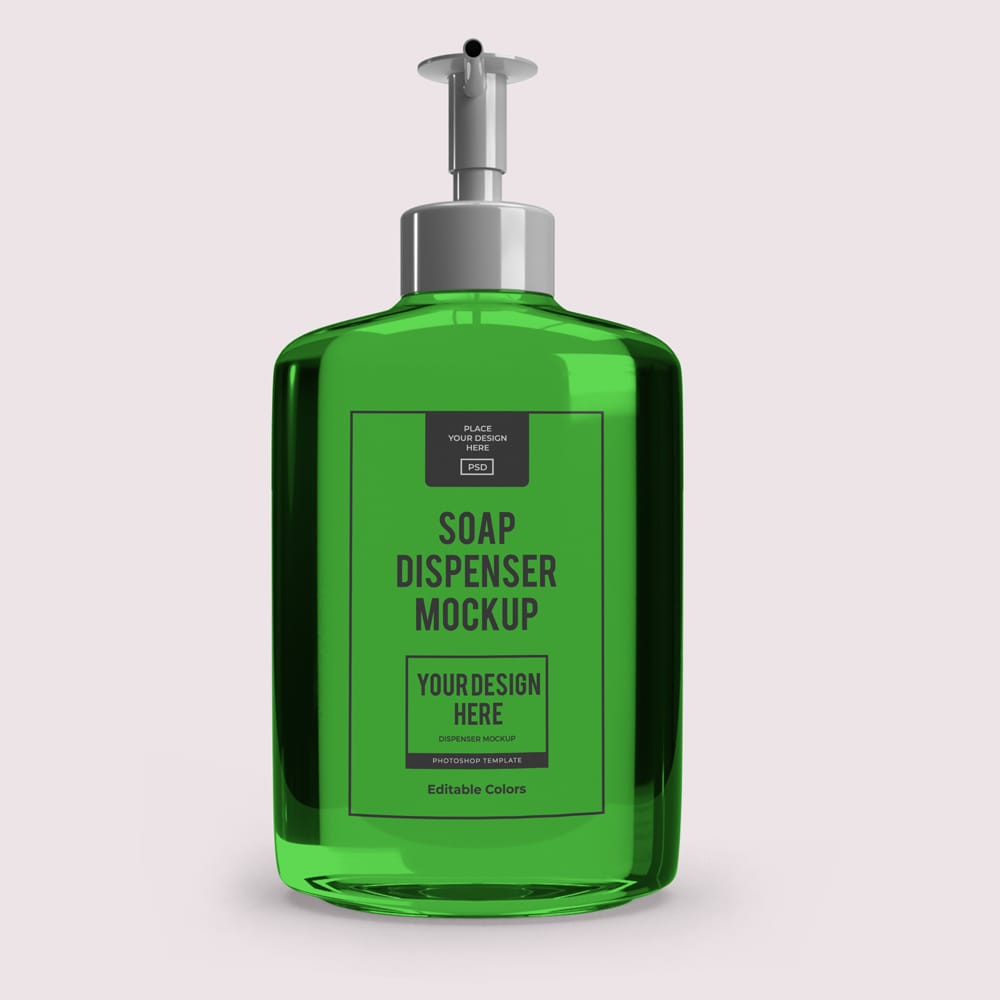 Free Soap Dispenser Bottle Mockup Template PSD