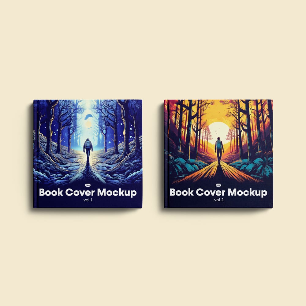 Free Square Book Cover Mockups PSD