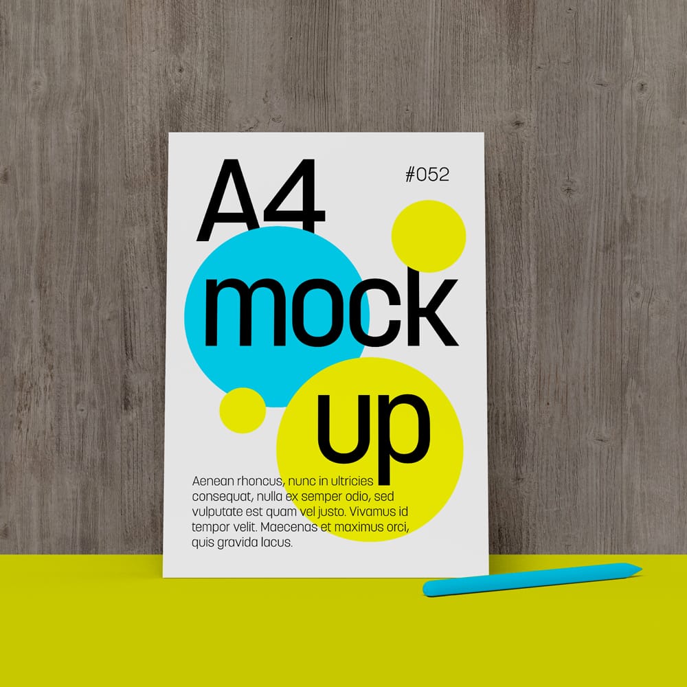 Free Standing Against Wall A4 Flyer Mockup PSD