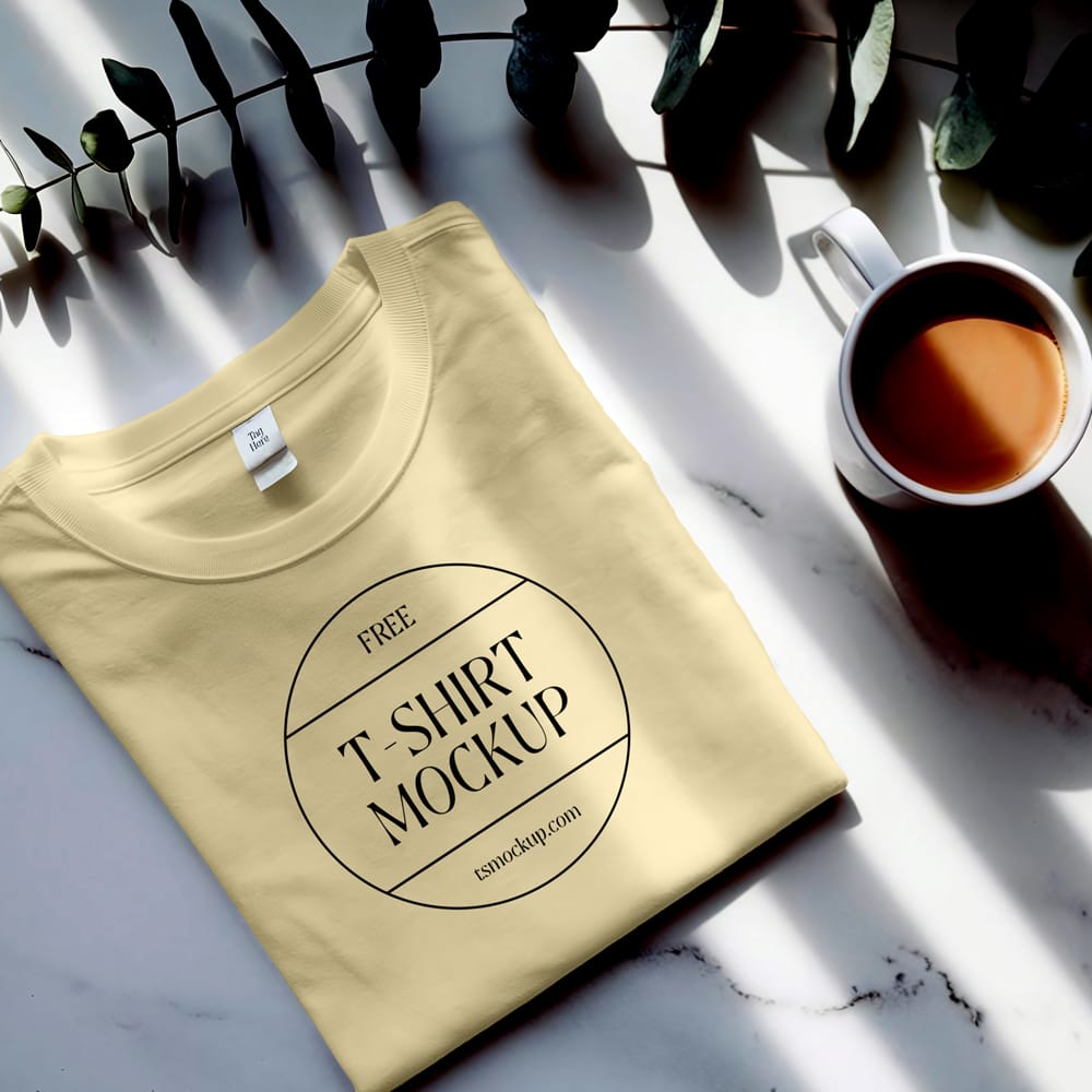 Free T-Shirt Mockup with Aesthetic Background PSD