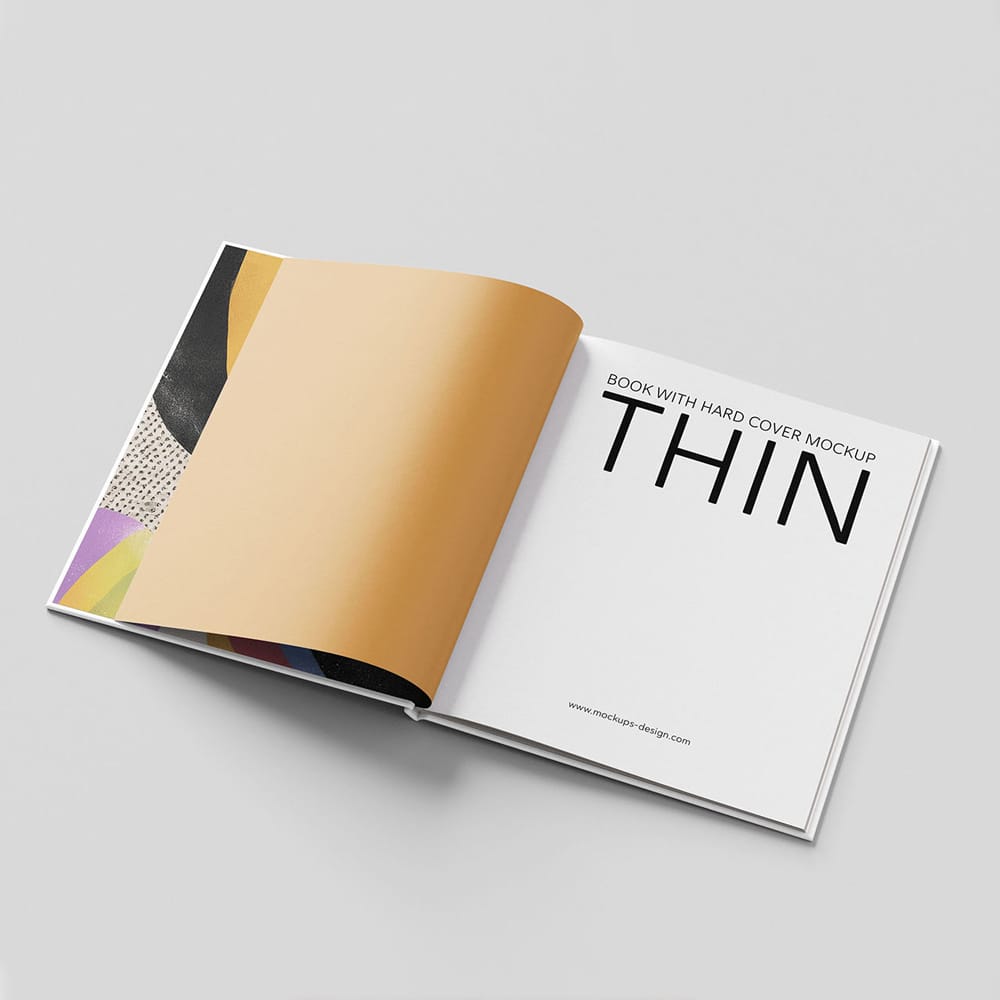 Free Thin Book with Hard Cover Mockup PSD