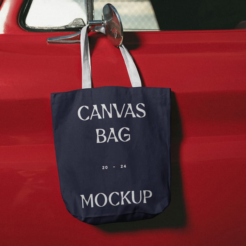 Hanging Canvas Bag Mockup PSD