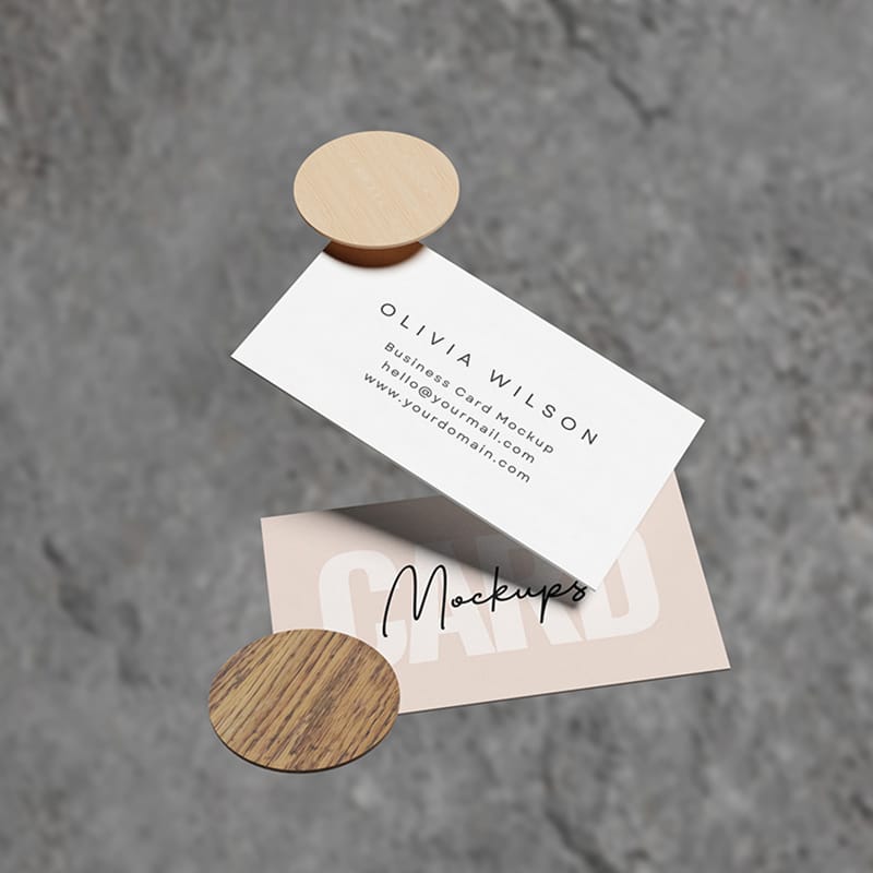 Industrial Floating Business Card Mockup PSD