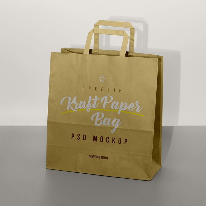 Kraft Paper Shopping Bag Mockup Template PSD