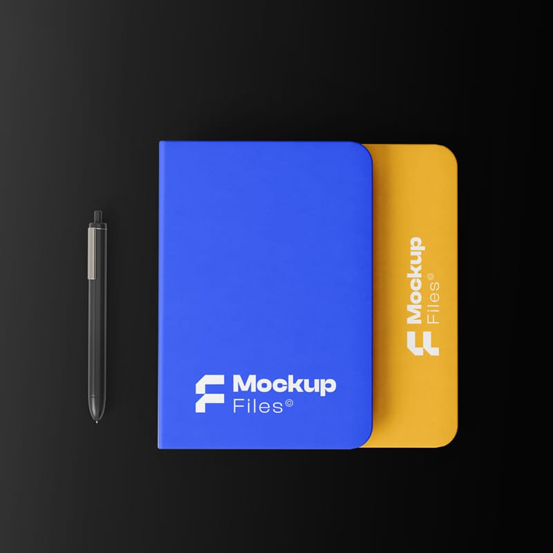 Notebook with Pen Mockup Template PSD