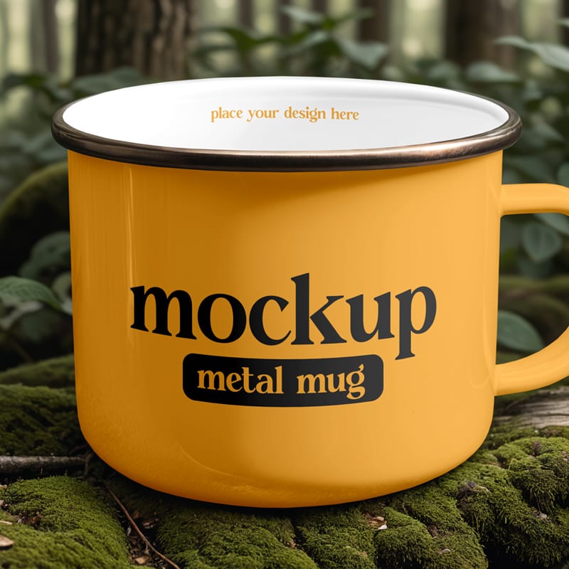 Outdoor Metal Mug Mockup PSD