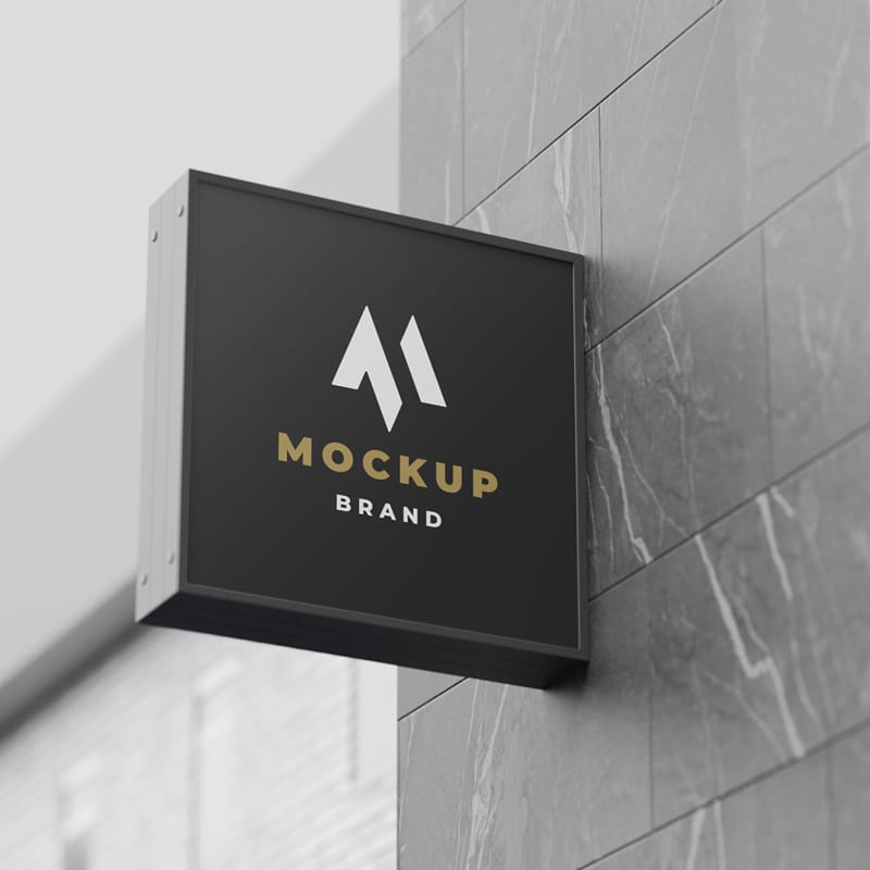 Outdoor Square Sign Mockup PSD