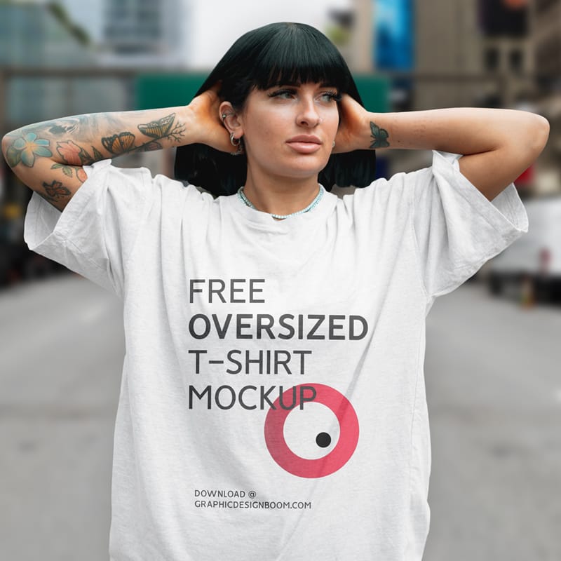 Oversized Urban T-shirt Mockup PSD