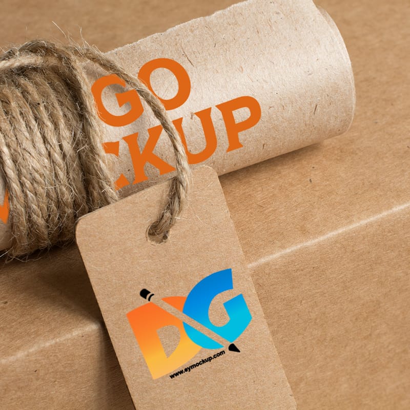 Paper Wrap Tag Logo Mockup PSD