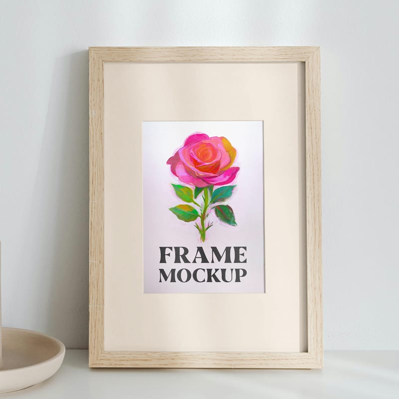 Picture Frame with Candle Mockup PSD
