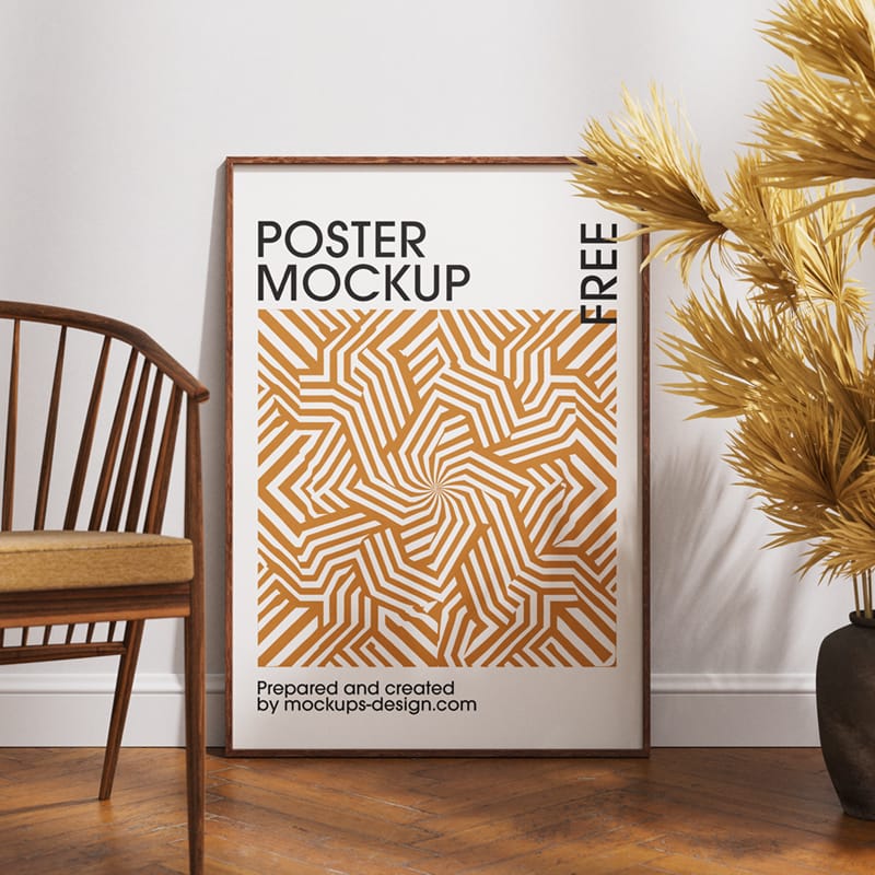 Poster Frame on the Floor Mockup PSD