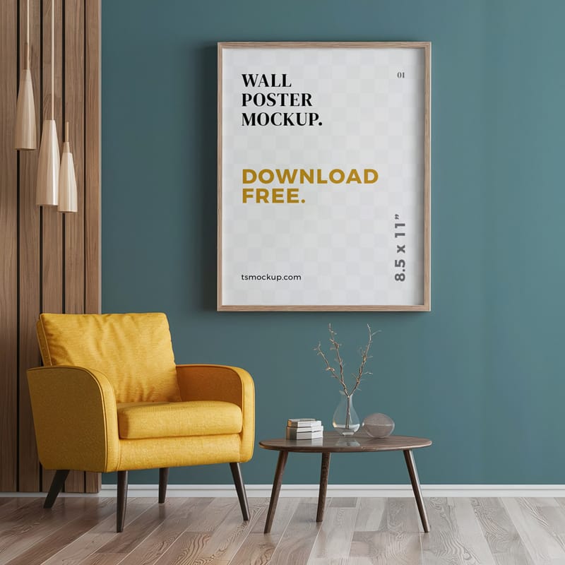 Realistic Wall Poster Mockup Template PSD