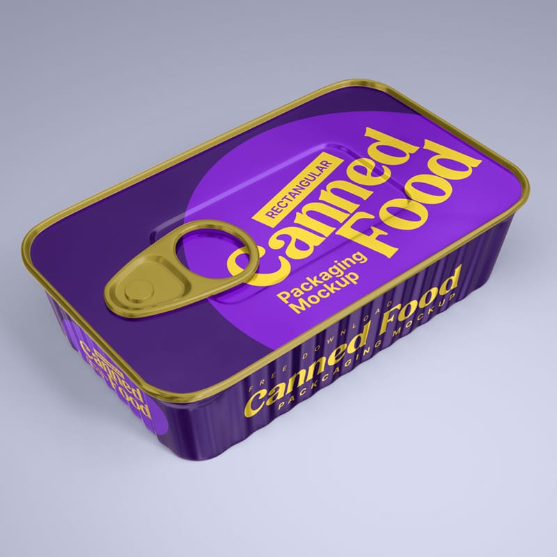 Rectangular Canned Food Packaging Mockup PSD