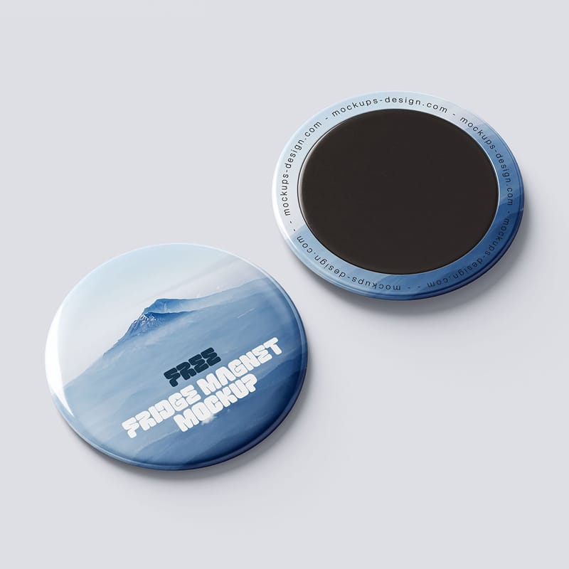 Round Fridge Magnet Mockup PSD