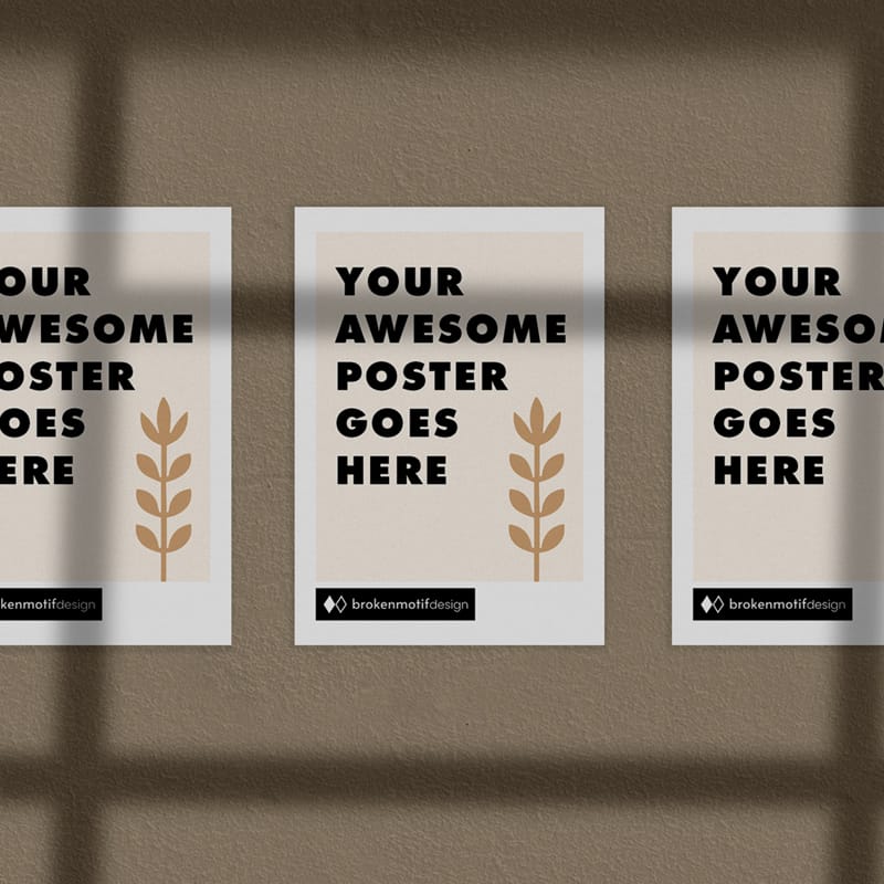 Shadow Wall A3 Poster Mockups PSD