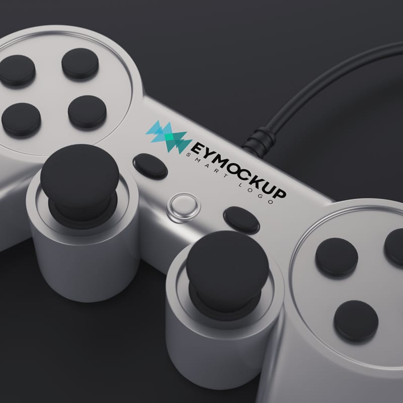 Silver Game Device Logo Mockup PSD