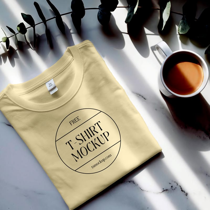 T-Shirt Mockup with Aesthetic Background PSD
