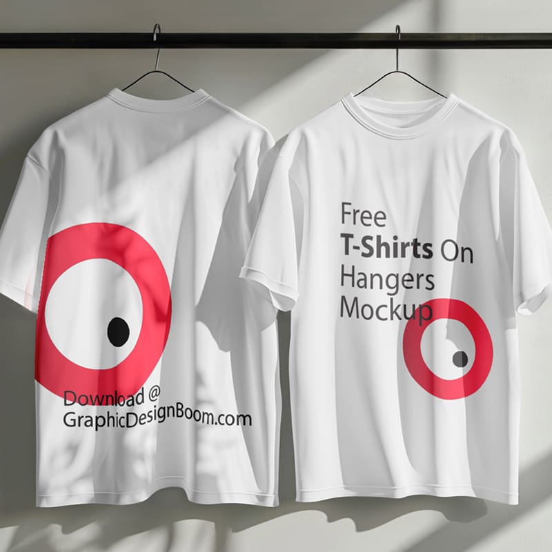 T-Shirts On Hangers Mockup PSD