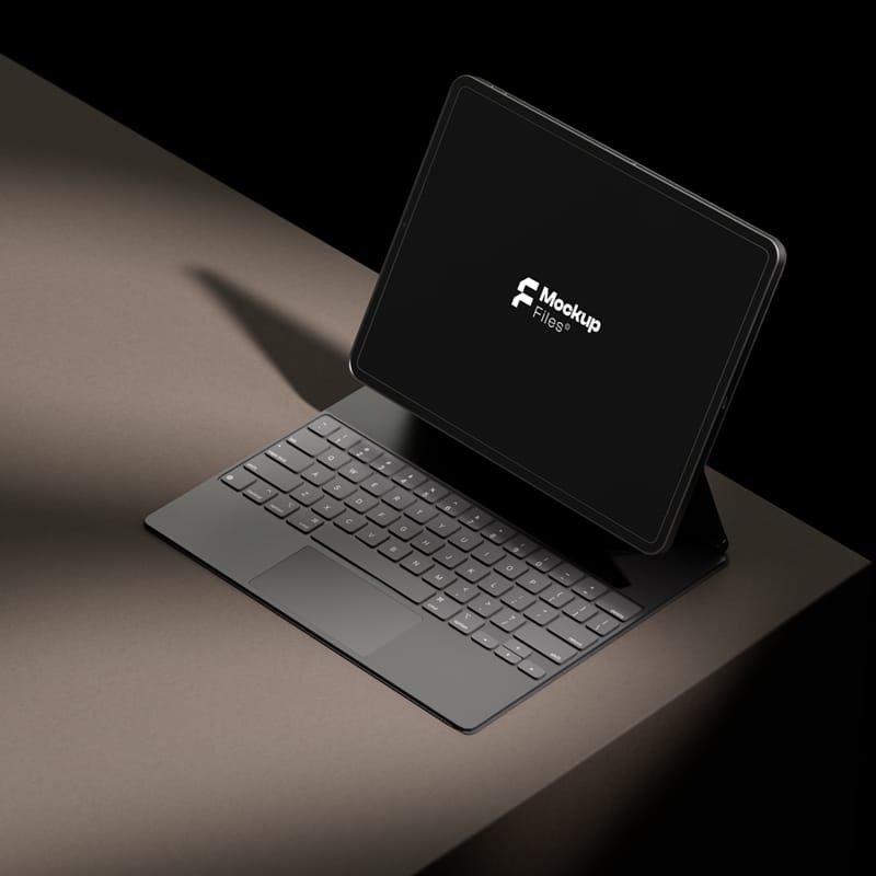 Tablet with Keyboard Mockup PSD