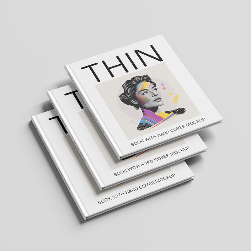 Thin Book with Hard Cover Mockup PSD