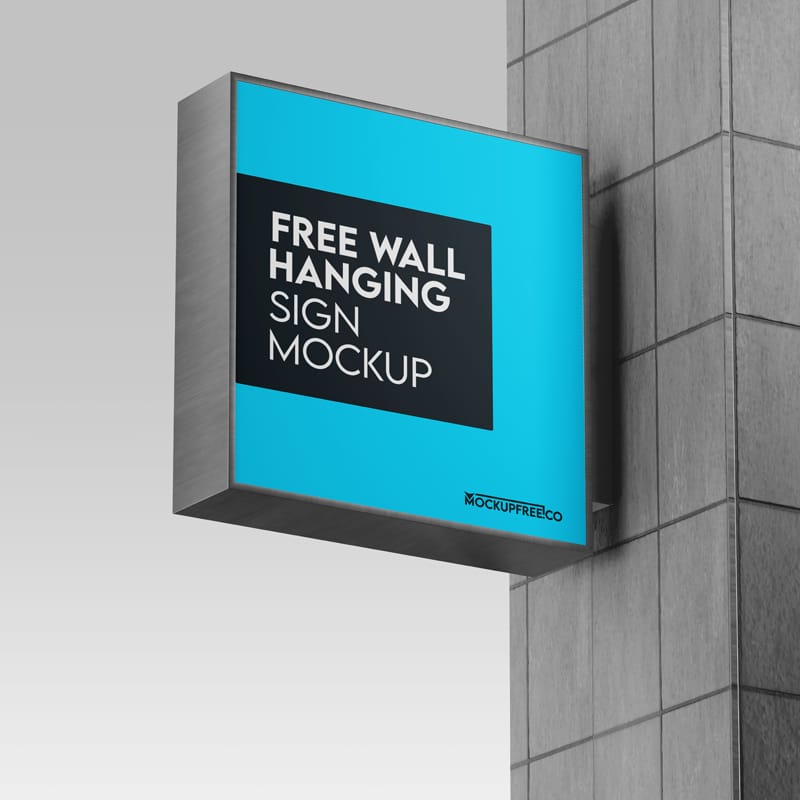 Wall Hanging Sign Mockup PSD
