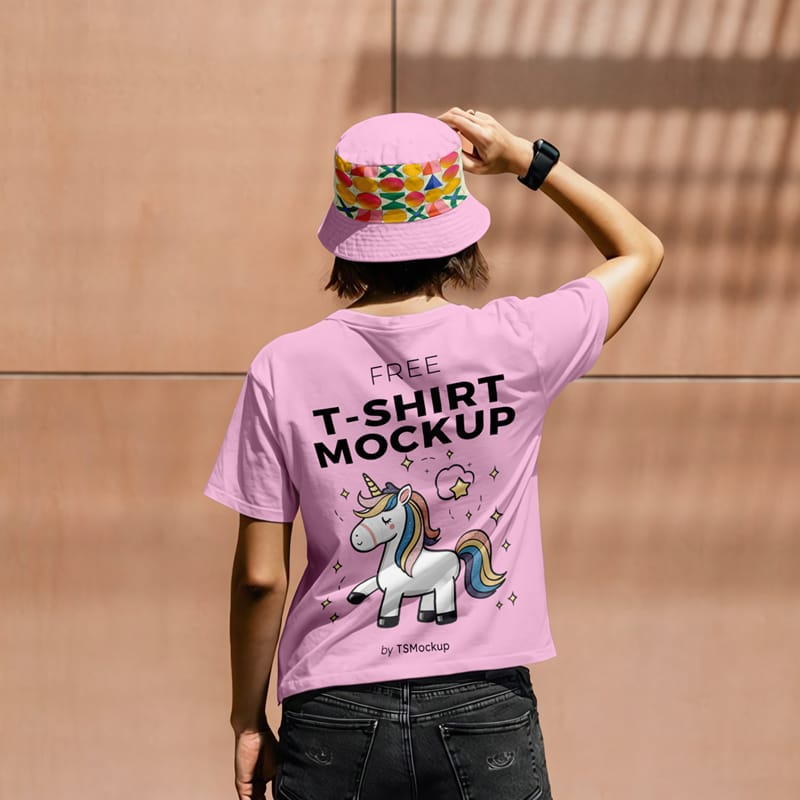 Woman’s T-Shirt Mockup Back View PSD