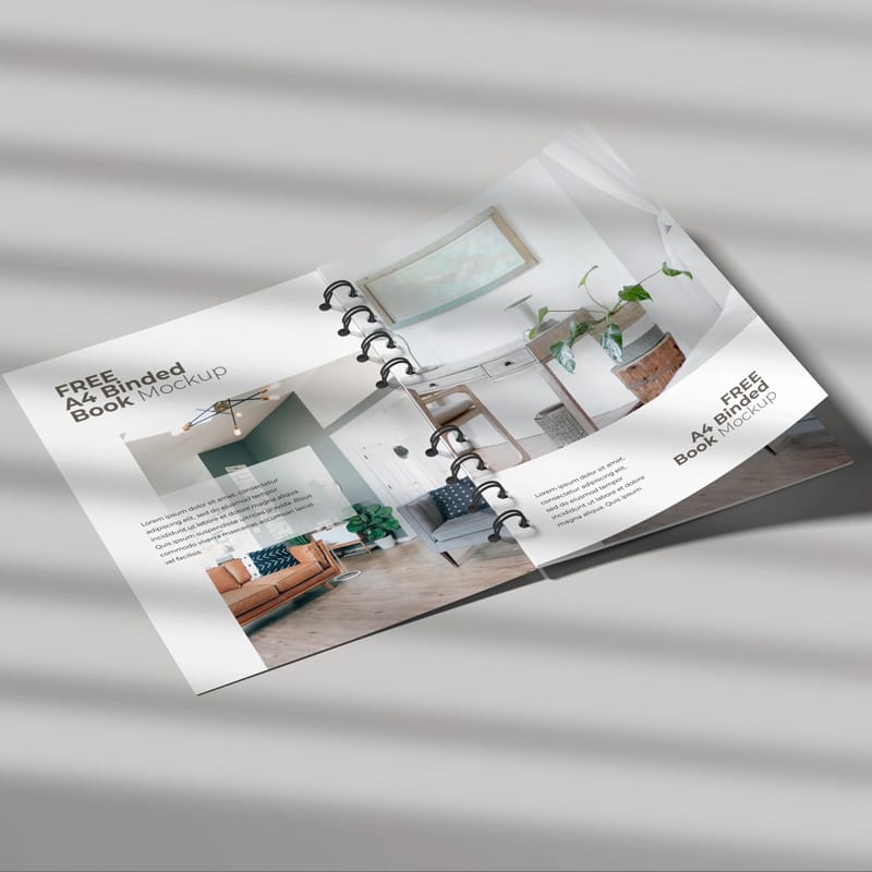 A4 Binded Book Mockup PSD