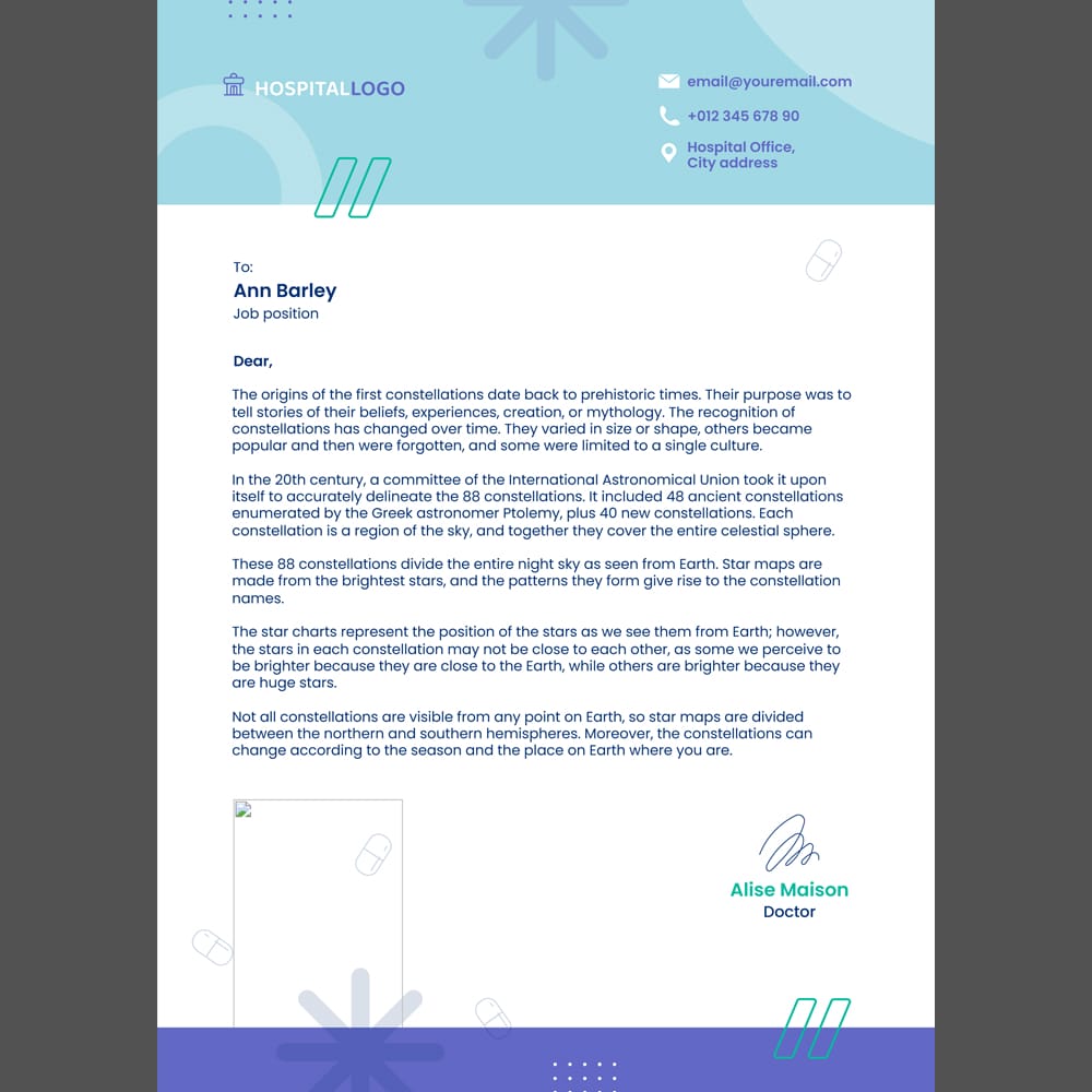 Abstract Hospital Doctor Letterhead Template