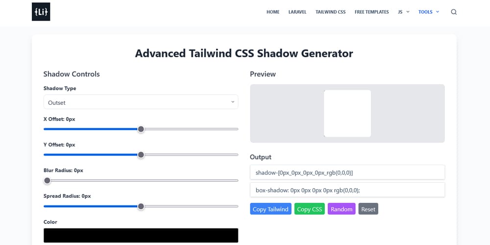 Advanced Tailwind CSS Shadow Generator