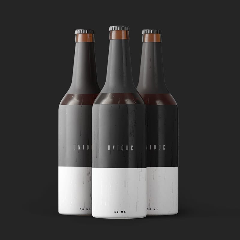 Black Beer Bottle Mockup PSD