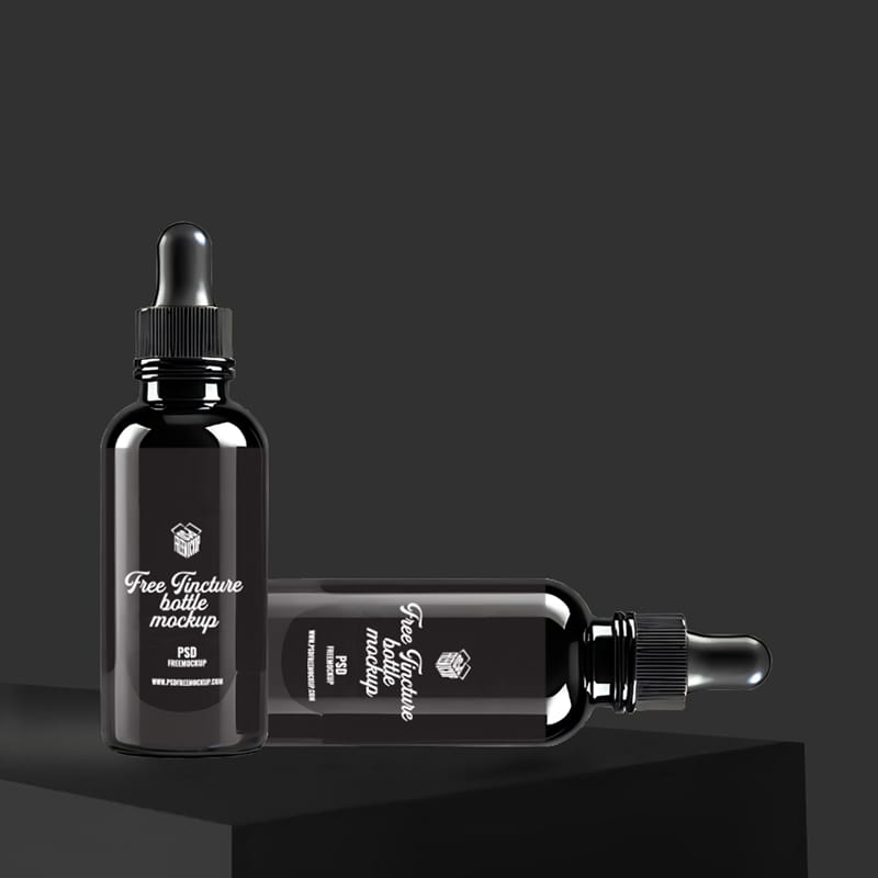 Black Tincture Bottle Mockup PSD