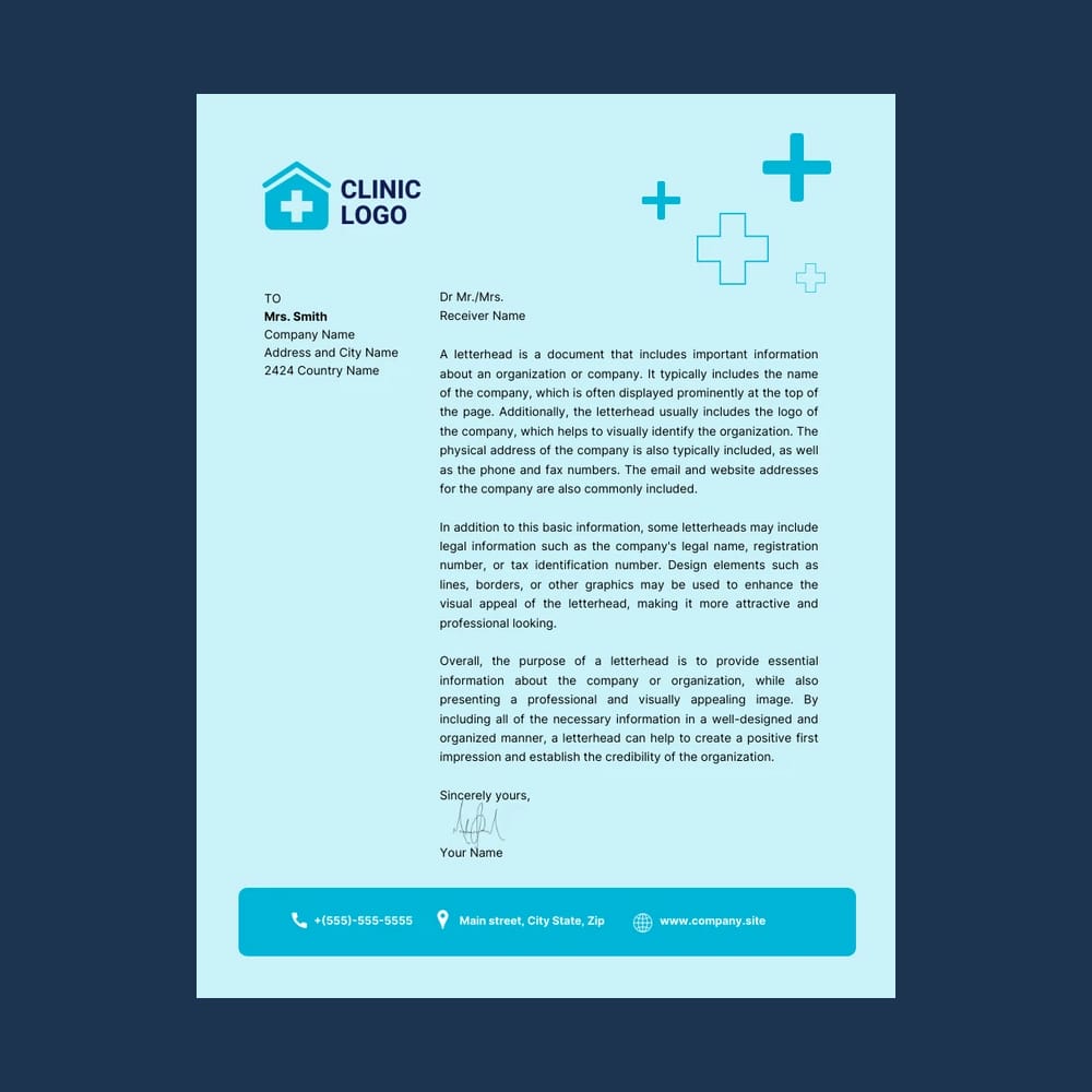 Blue Modern Doctor Letterhead Template