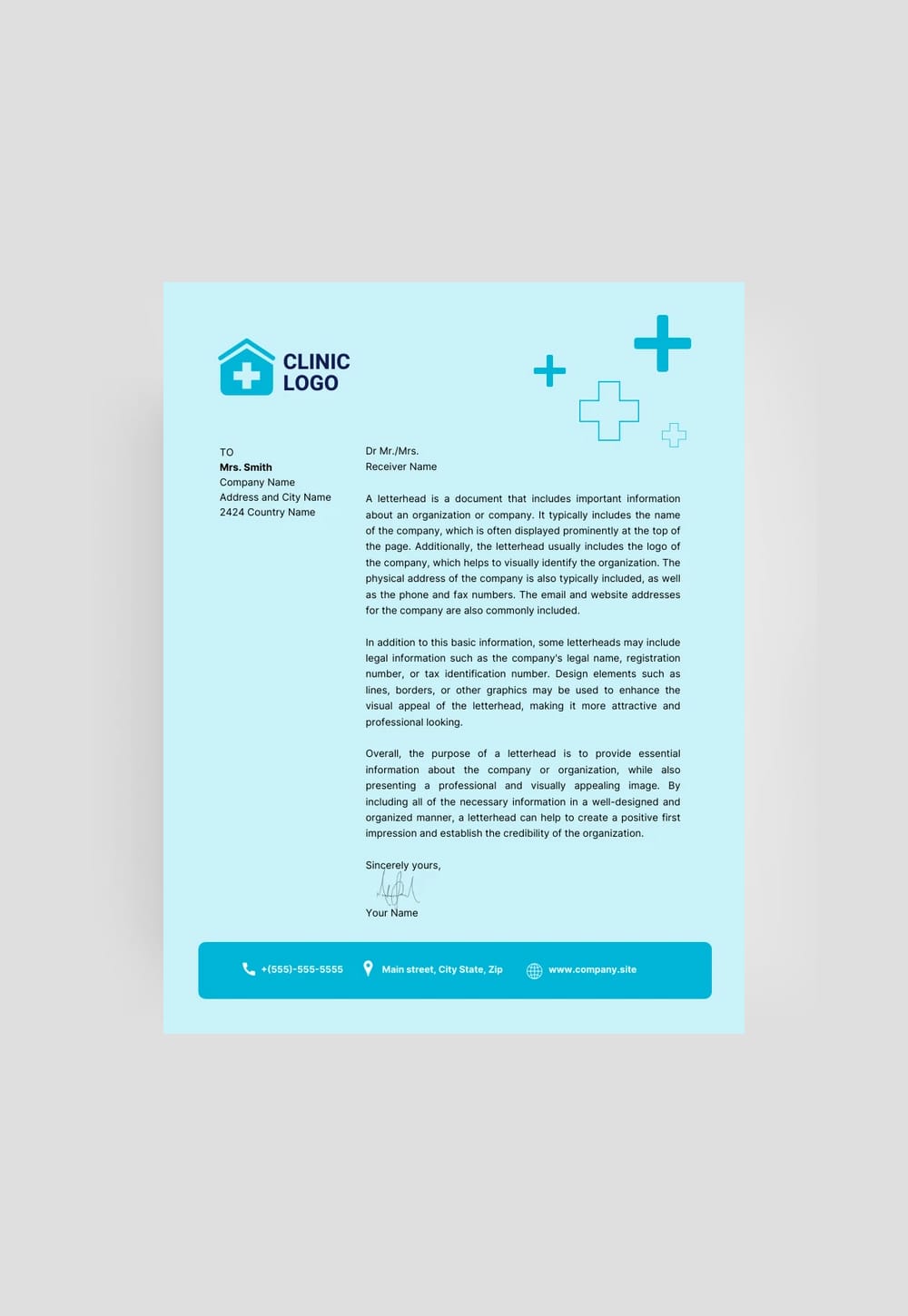 Blue Modern Doctor Letterhead Template