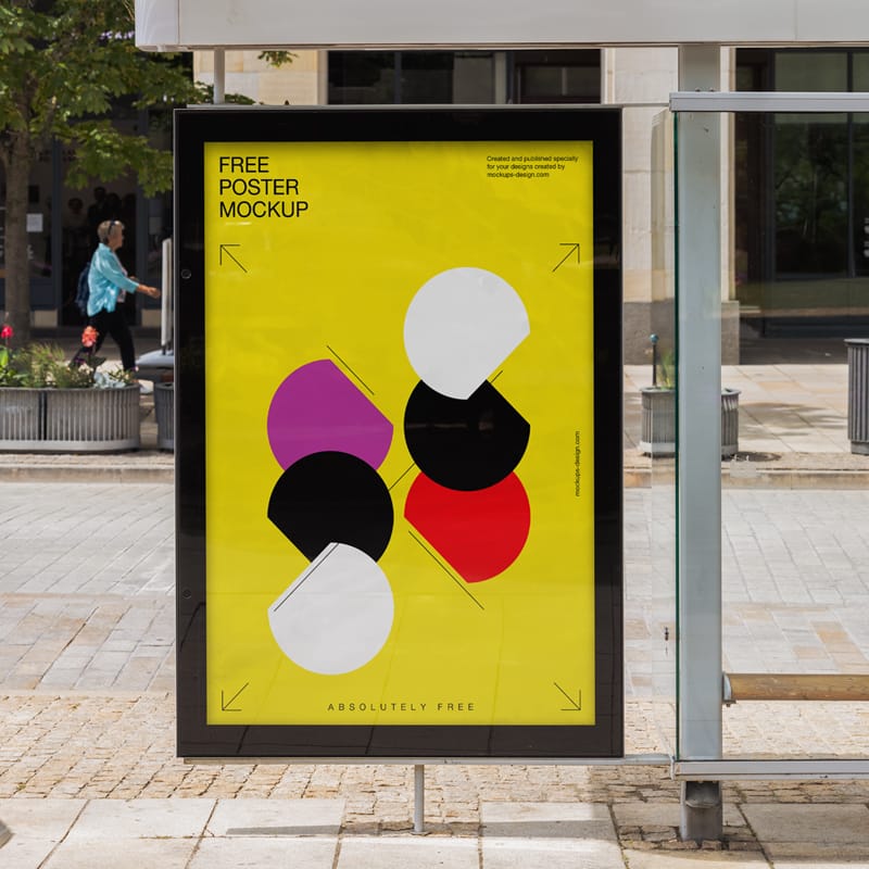 Bus Stop Citylight Poster Mockup PSD
