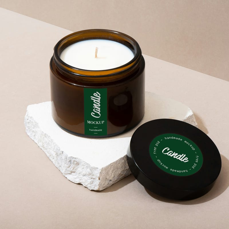 Candle Jar with Cap Mockup PSD