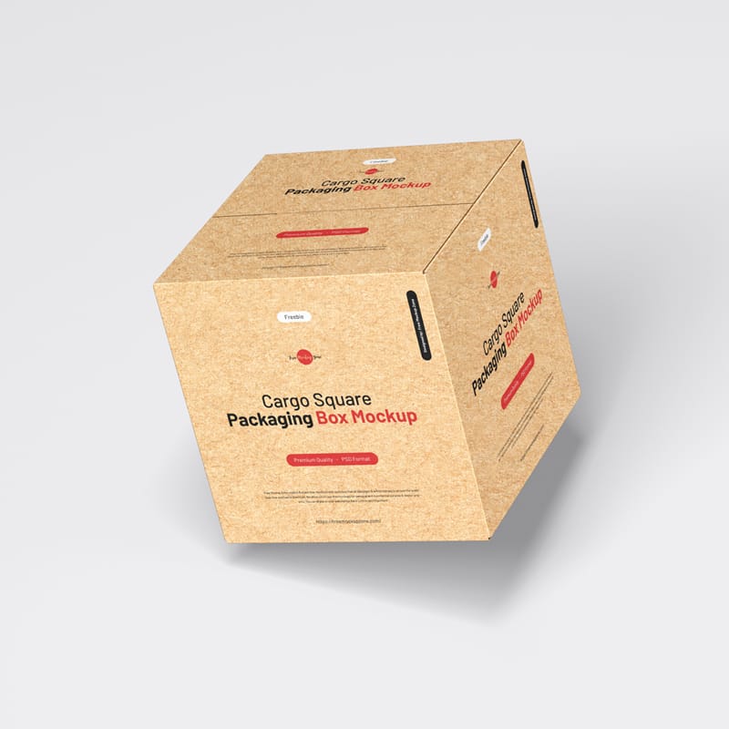 Cargo Square Packaging Box Mockup PSD