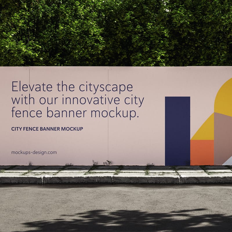 City Fence Banner Mockup PSD