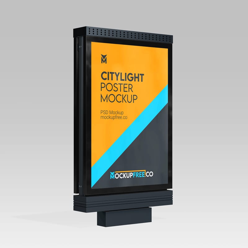 Citylight Poster in 4k Mockup PSD