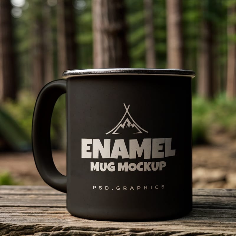 Enamel Camping Mug Branding Mockup PSD