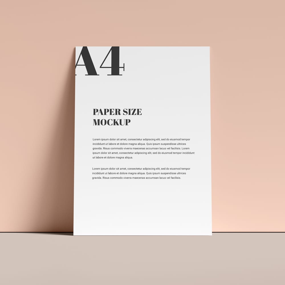 Free A4 Paper Size Mockup PSD