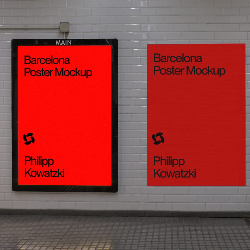 Free Barcelona City Poster Mockup PSD