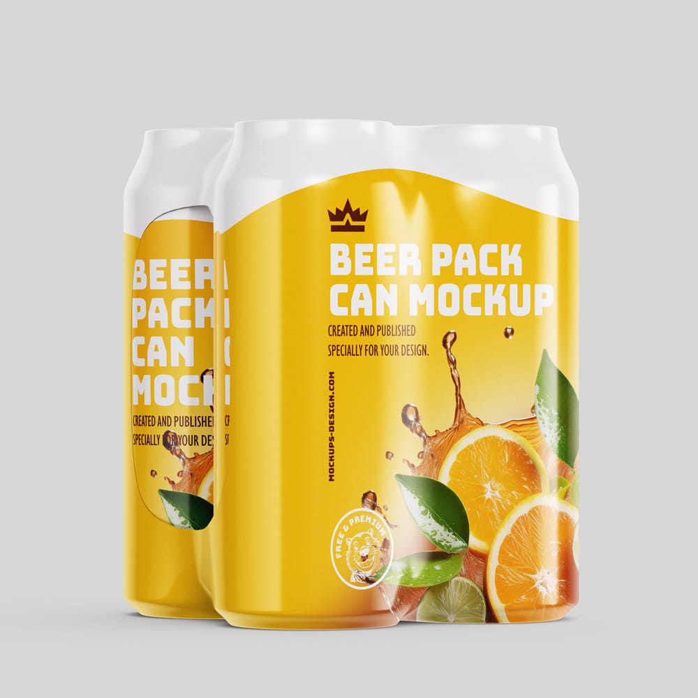 Free Beer Foil 4 Pack Mockup PSD