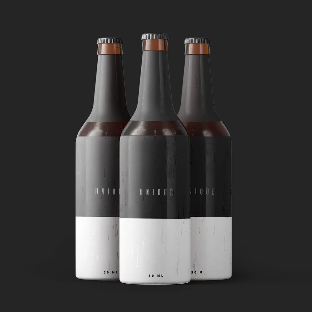 Free Black Beer Bottle Mockup PSD